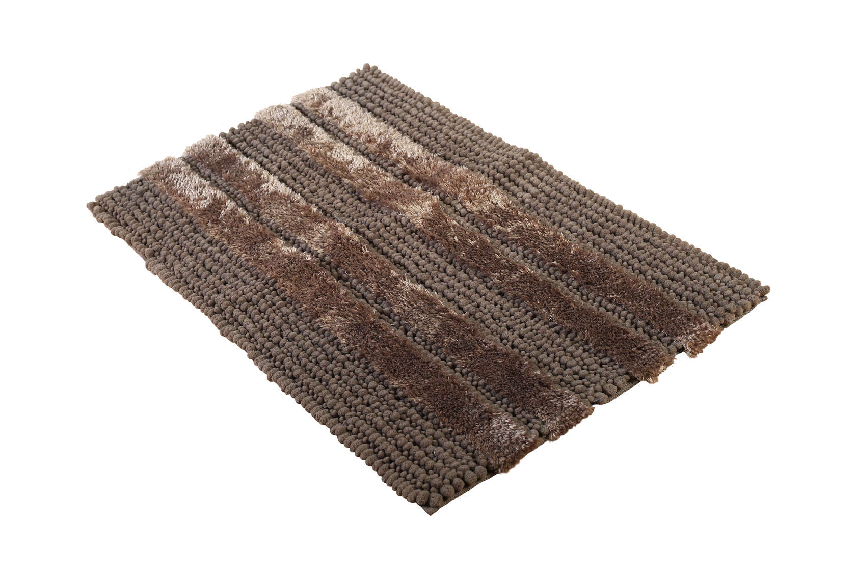 Chenille And Pearl Yarn Stripes Bath Mat With Latex Backing #BM0028