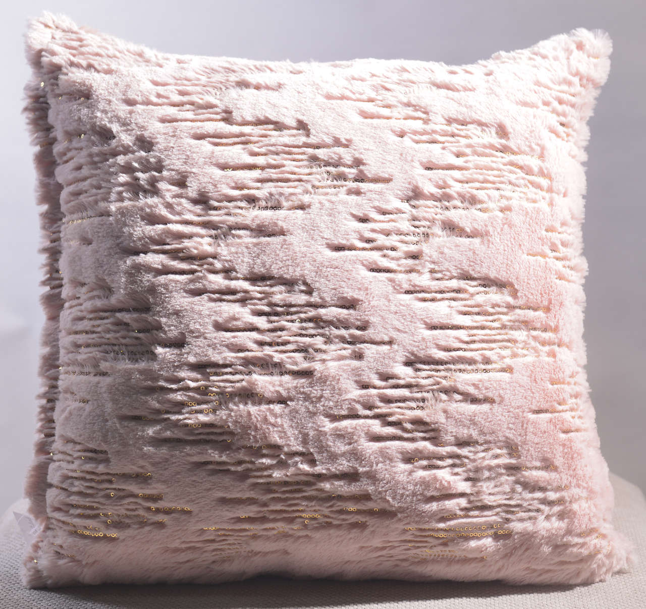 Sequin Embroidery PV Fur Cushion #CC0131