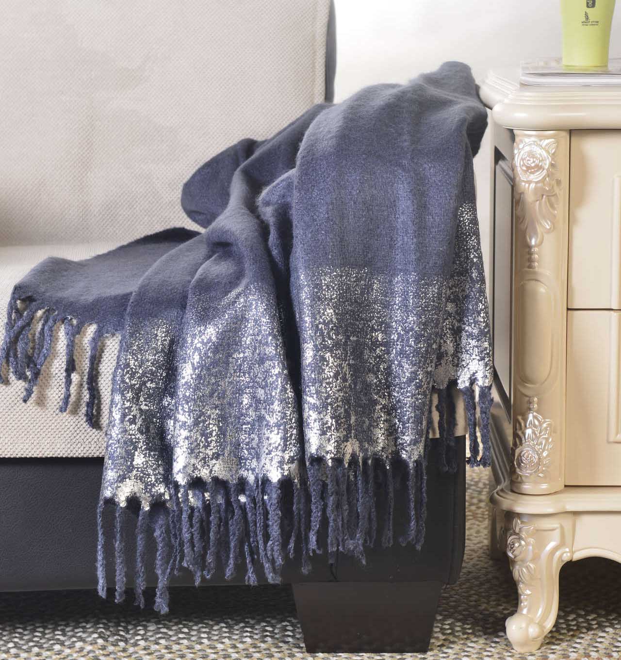 Plaid Lurex With Fringes Throw #SH0740