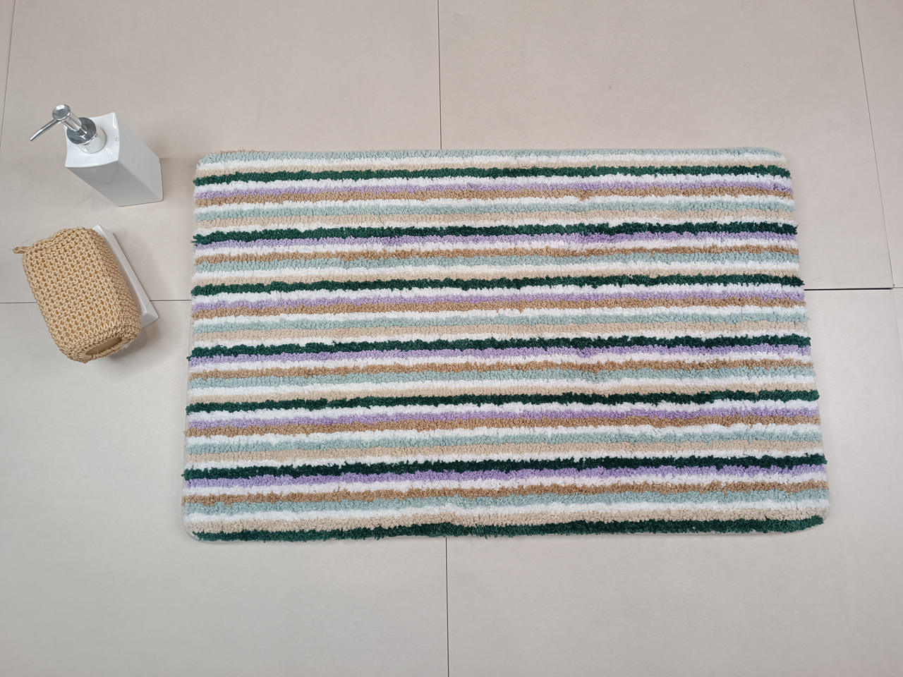 Multi-Color Stripe Tufted Memory Foam Bath Mat