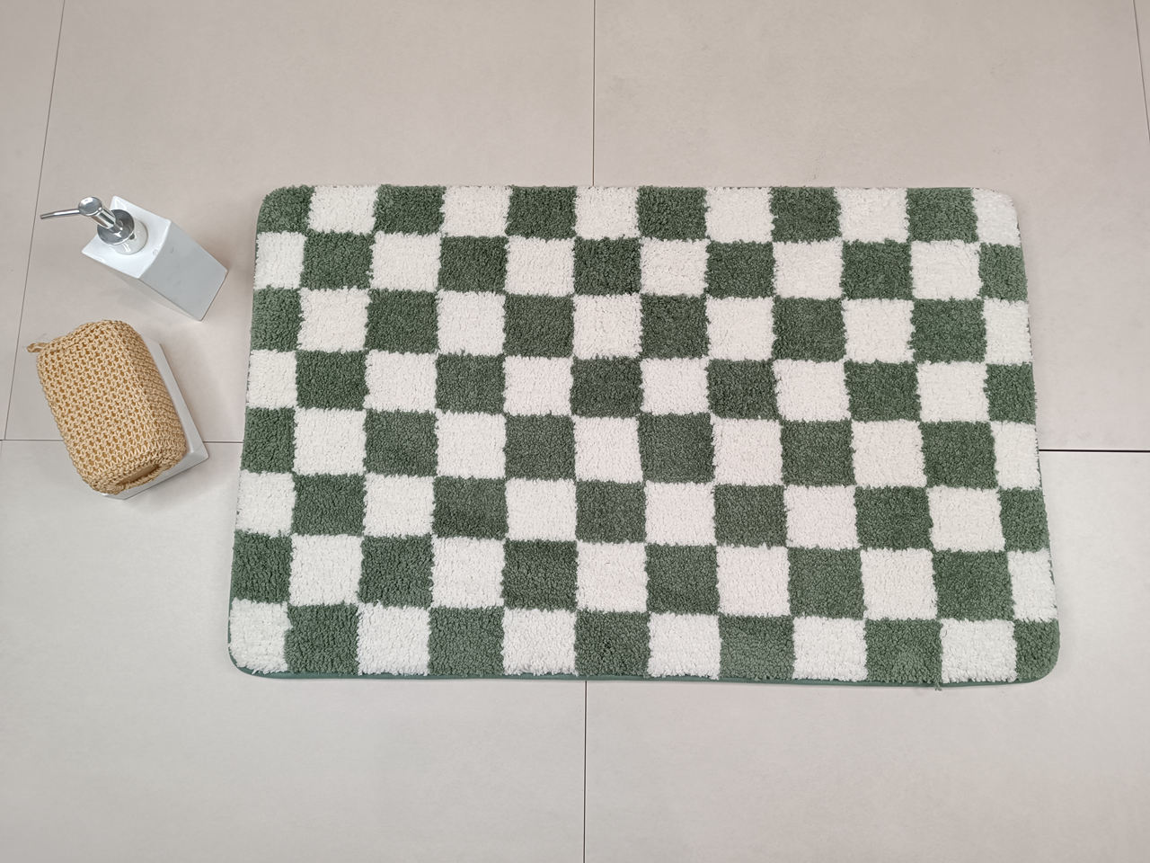 Checkboard Tufted Memory Foam Bath Mat